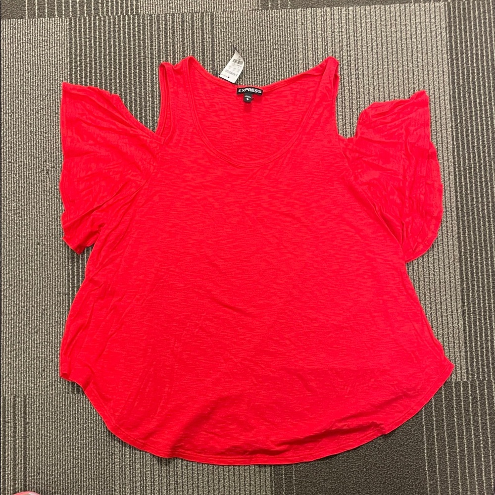 Express Bold Red Cold Shoulder Blouse